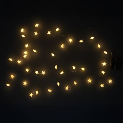 Brilagi - LED Christmas string lights 40xLED/3xAA 1,8m warm white stars