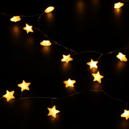 Brilagi - LED Christmas string lights 40xLED/3xAA 1,8m warm white stars