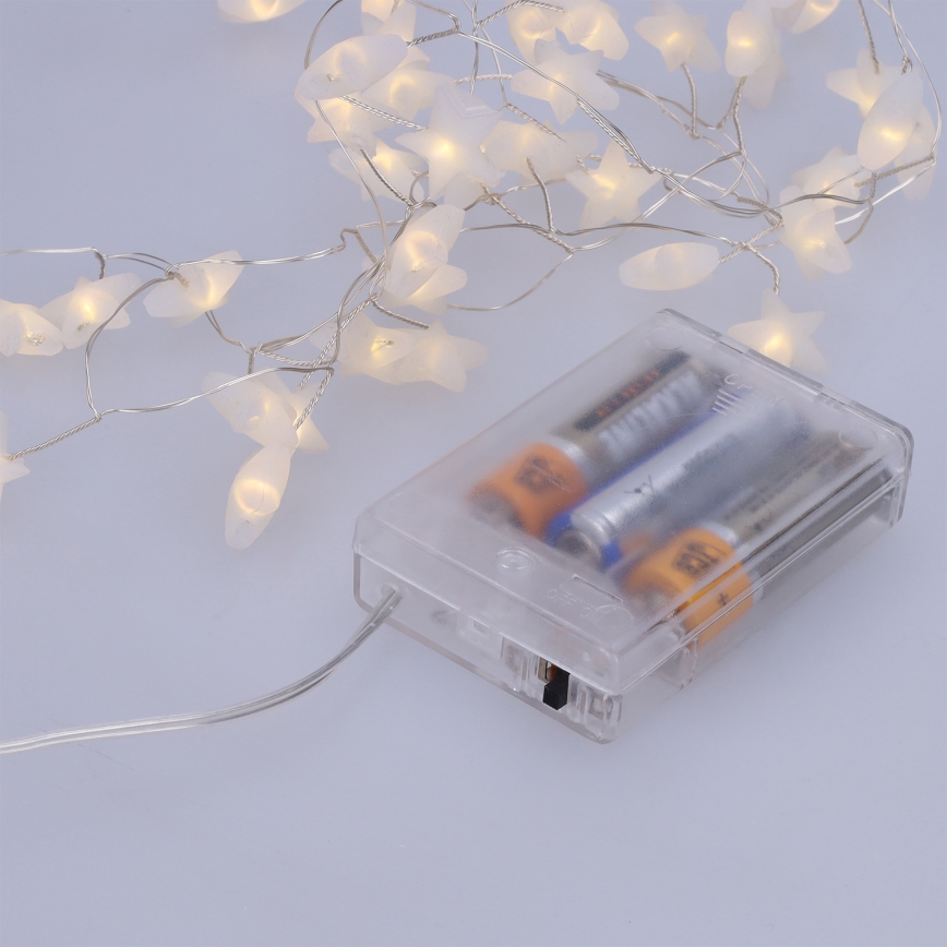 Brilagi - LED Christmas string lights 40xLED/3xAA 1,8m warm white stars