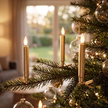 BRILAGI - LED Christmas tree lights 10xLED/10xAAA gold + remote control