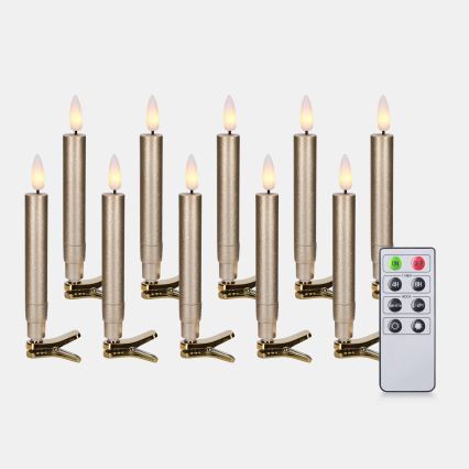 BRILAGI - LED Christmas tree lights 10xLED/10xAAA gold + remote control