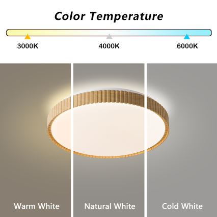 Brilagi - CORVO LED Dimmable Ceiling Light LED/72W/230V 3000-6000K wood-effect finish dia. 50 cm + remote control