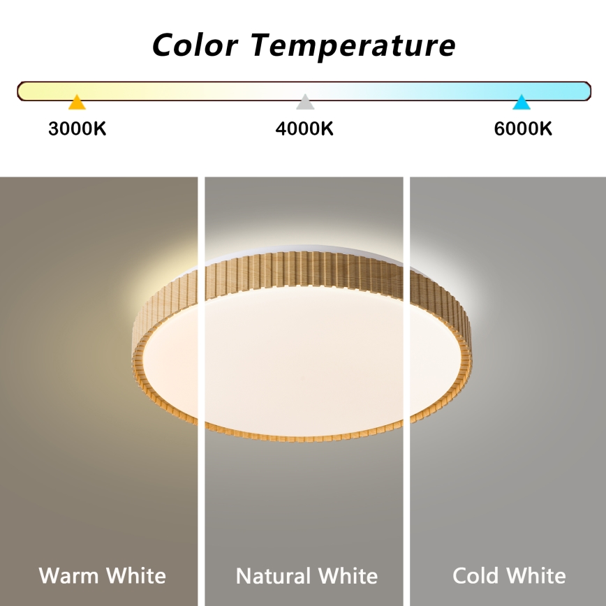 Brilagi - CORVO LED Dimmable Ceiling Light LED/72W/230V 3000-6000K wood-effect finish dia. 50 cm + remote control