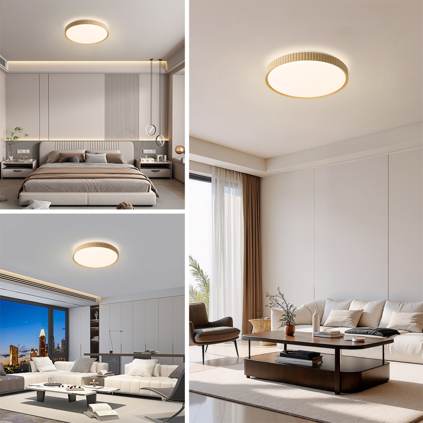 Brilagi - CORVO LED Dimmable Ceiling Light LED/72W/230V 3000-6000K wood-effect finish dia. 50 cm + remote control