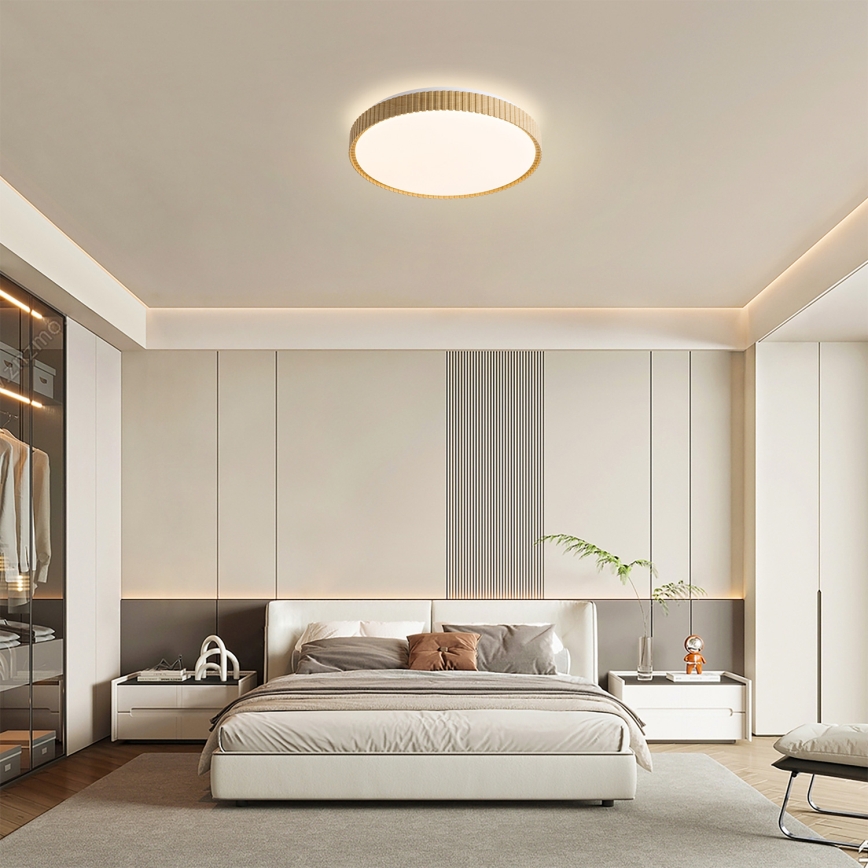 Brilagi - CORVO LED Dimmable Ceiling Light LED/72W/230V 3000-6000K wood-effect finish dia. 50 cm + remote control