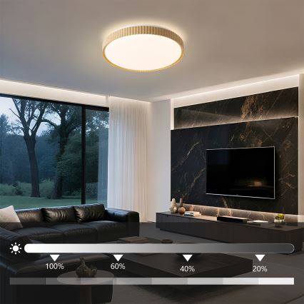 Brilagi - CORVO LED Dimmable Ceiling Light LED/72W/230V 3000-6000K wood-effect finish dia. 50 cm + remote control
