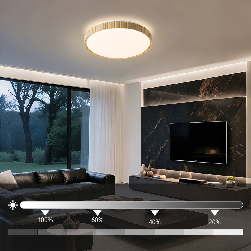 Brilagi - CORVO LED Dimmable Ceiling Light LED/72W/230V 3000-6000K wood-effect finish dia. 50 cm + remote control