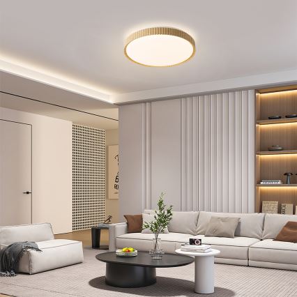 Brilagi - CORVO LED Dimmable Ceiling Light LED/72W/230V 3000-6000K wood-effect finish dia. 50 cm + remote control