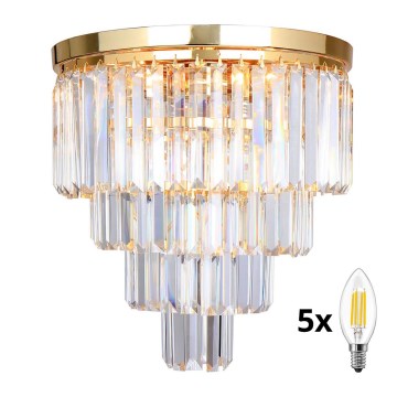 Brilagi - LED Crystal ceiling light MOZART 5xE14/40W/230V gold