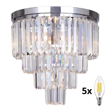 Brilagi - LED Crystal ceiling light MOZART 5xE14/40W/230V shiny chrome