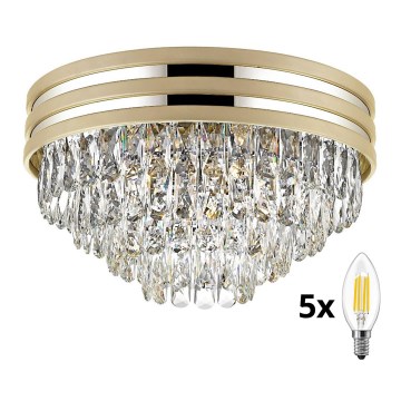 Brilagi - LED Crystal ceiling light VELURE 5xE14/40W/230V gold
