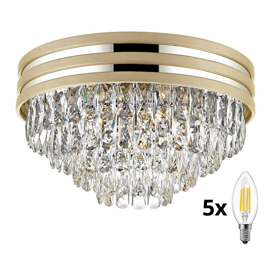 Brilagi - LED Crystal ceiling light VELURE 5xE14/40W/230V gold