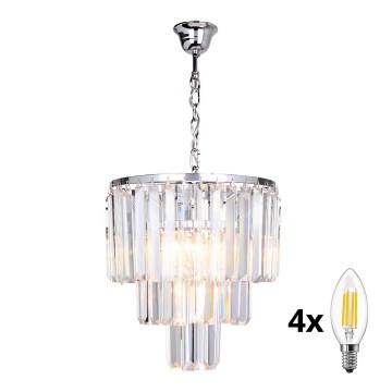 Brilagi - LED Crystal chandelier on a chain MOZART 4xE14/40W/230V shiny chrome