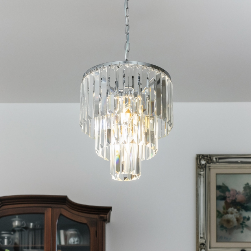 Brilagi - LED Crystal chandelier on a chain MOZART 4xE14/40W/230V shiny chrome