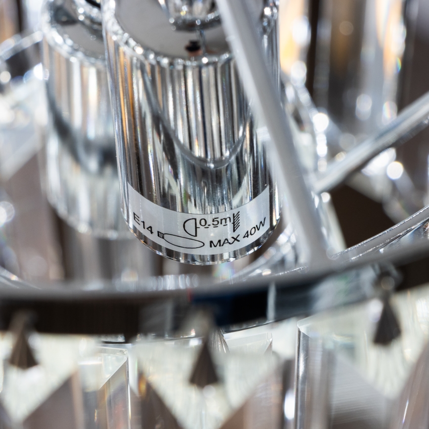 Brilagi - LED Crystal chandelier on a chain MOZART 4xE14/40W/230V shiny chrome