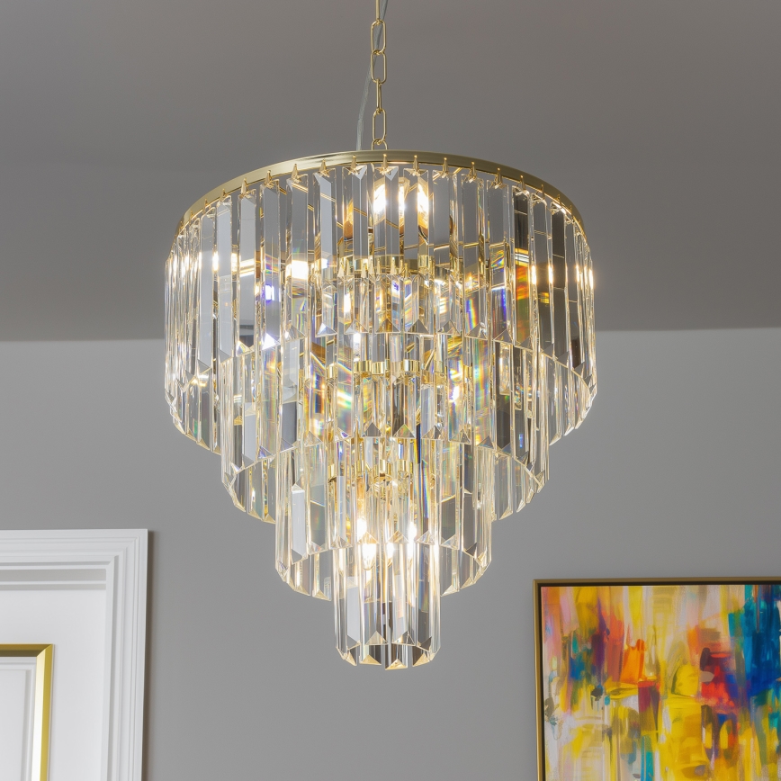 Brilagi - LED Crystal chandelier on a chain MOZART 5xE14/40W/230V gold