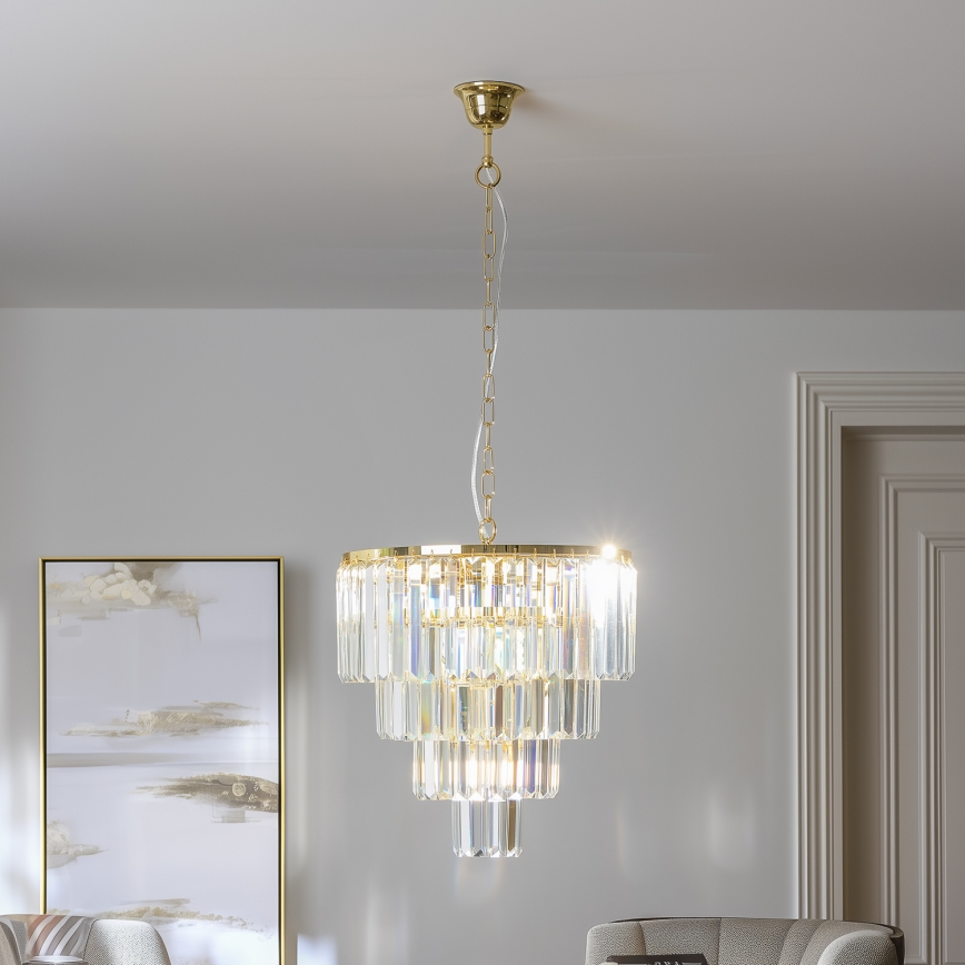 Brilagi - LED Crystal chandelier on a chain MOZART 5xE14/40W/230V gold