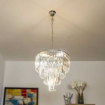 Brilagi - LED Crystal chandelier on a chain MOZART 5xE14/40W/230V shiny chrome