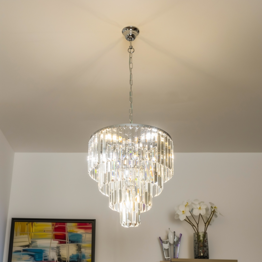 Brilagi - LED Crystal chandelier on a chain MOZART 5xE14/40W/230V shiny chrome