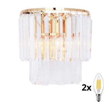 Brilagi - LED Crystal wall light MOZART 2xE14/40W/230V gold