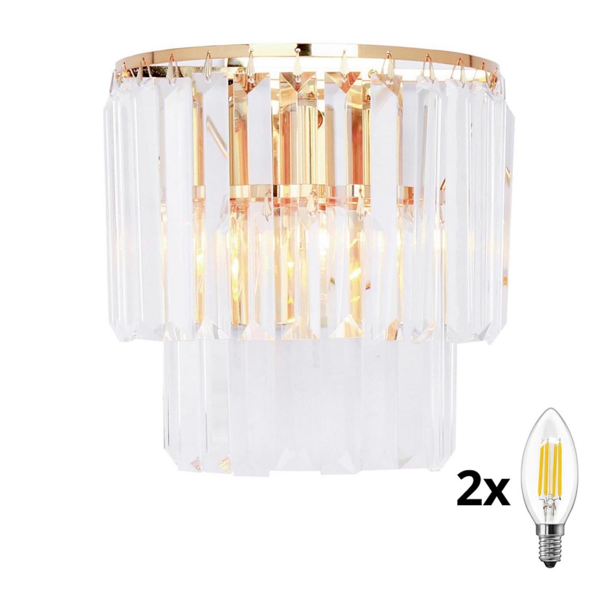 Brilagi - LED Crystal wall light MOZART 2xE14/40W/230V gold