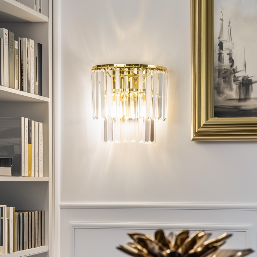 Brilagi - LED Crystal wall light MOZART 2xE14/40W/230V gold