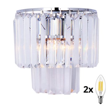 Brilagi - LED Crystal wall light MOZART 2xE14/40W/230V shiny chrome