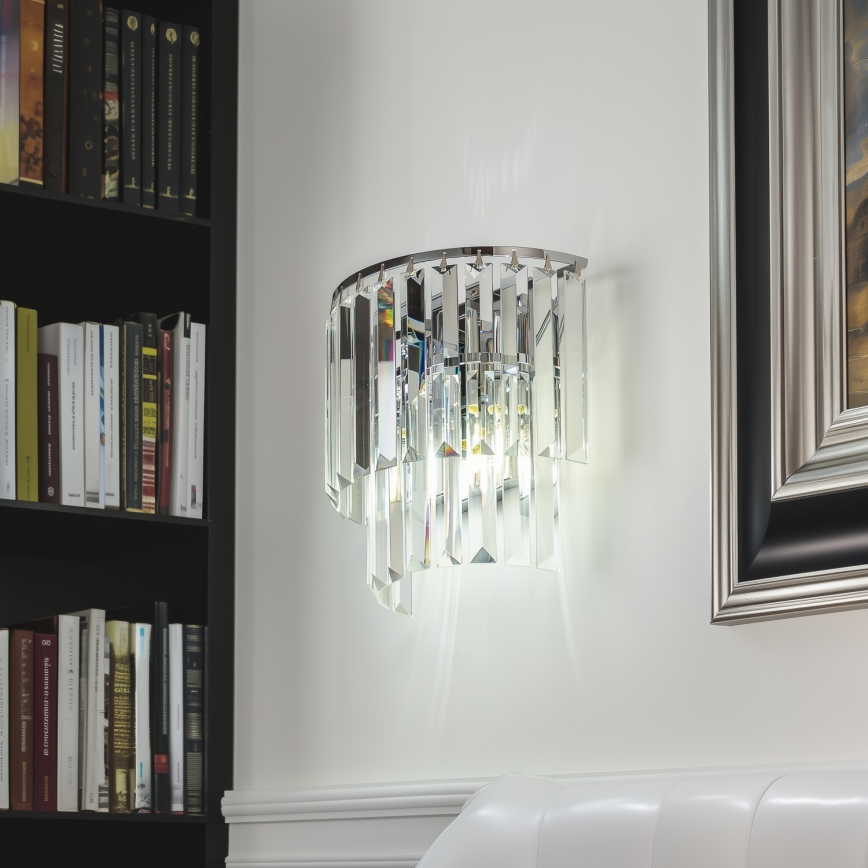Brilagi - LED Crystal wall light MOZART 2xE14/40W/230V shiny chrome
