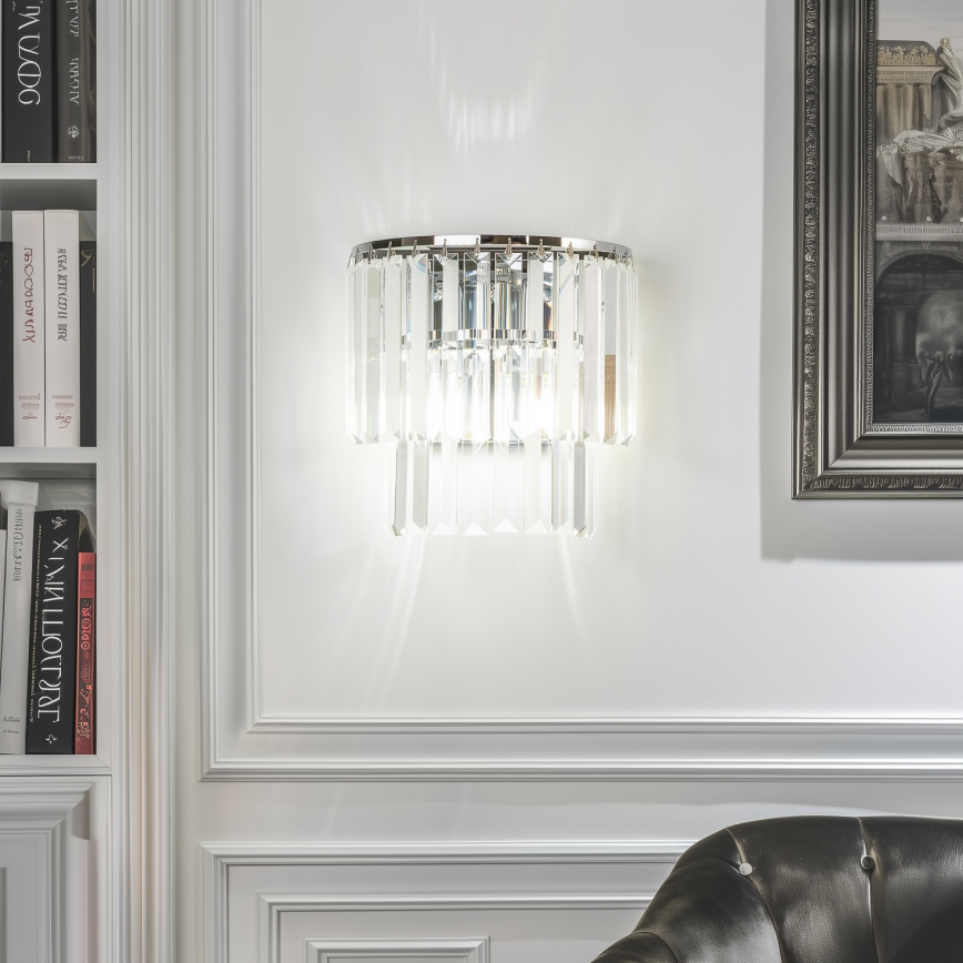 Brilagi - LED Crystal wall light MOZART 2xE14/40W/230V shiny chrome