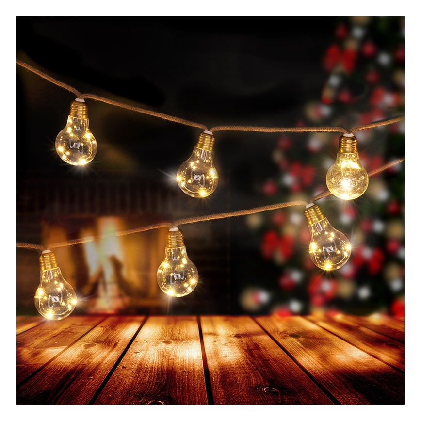 Brilagi - LED Decorative String Lights, 10 LEDs / 3xAA, 1.8 m, warm white