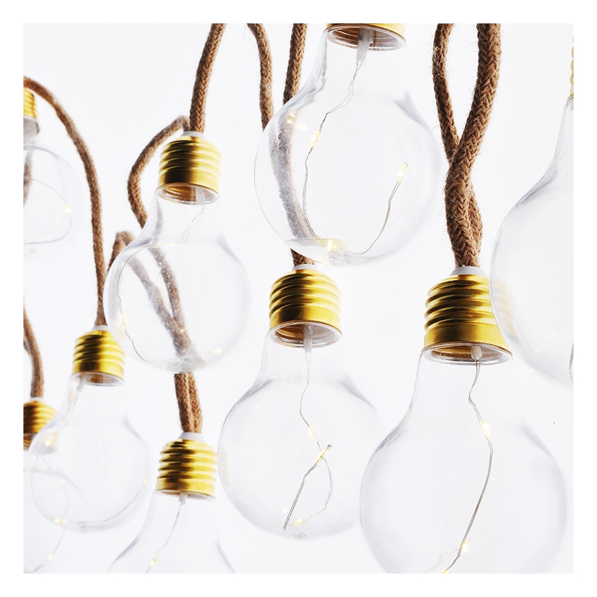 Brilagi - LED Decorative String Lights, 10 LEDs / 3xAA, 1.8 m, warm white