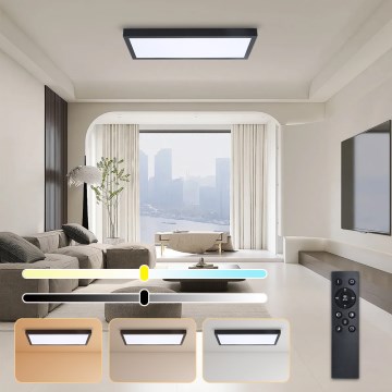 Brilagi - LED Dimmable bathroom ceiling light FRAME SMART LED/30W/230V 30x60 cm 3000-6000K  IP44 black  + remote control