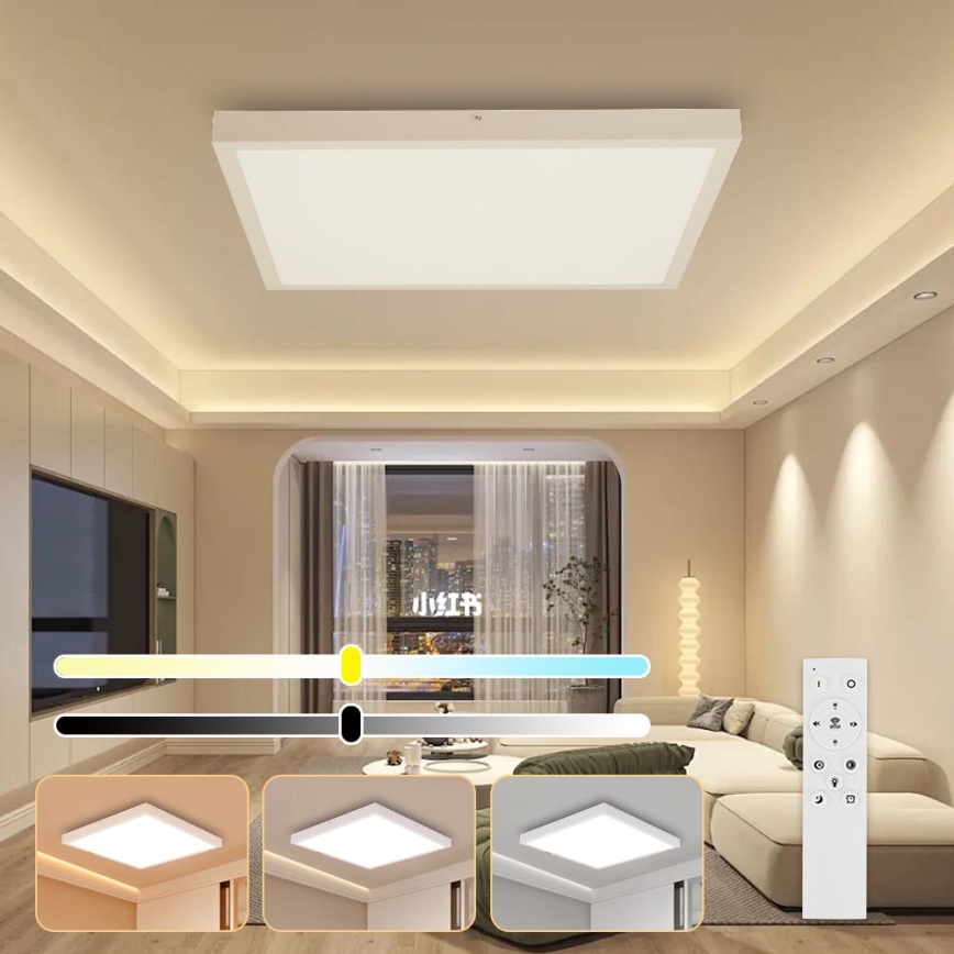 Brilagi - LED Dimmable bathroom ceiling light FRAME SMART LED/50W/230V 60x60 cm 3000-6000K IP44 white + remote control