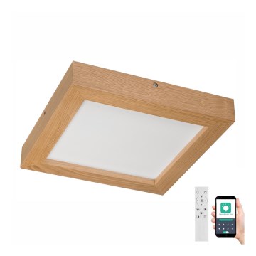 Brilagi - LED Dimmable bathroom ceiling light WOODY FRAME LED/24W/230V oak 30x30 cm 3000-6000K IP44 + remote control