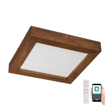 Brilagi - LED Dimmable bathroom ceiling light WOODY FRAME LED/24W/230V oak cherry 30x30 cm 3000-6000K IP44 + remote control