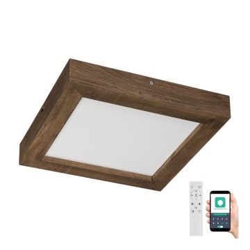 Brilagi - LED Dimmable bathroom ceiling light WOODY FRAME LED/24W/230V oak walnut 30x30 cm 3000-6000K IP44 + remote control