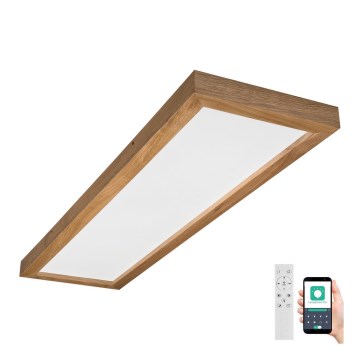 Brilagi - LED Dimmable bathroom ceiling light WOODY FRAME LED/50W/230V oak 120x30 cm 3000-6000K IP44 + remote control