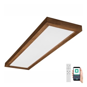 Brilagi - LED Dimmable bathroom ceiling light WOODY FRAME LED/50W/230V oak cherry 120x30 cm 3000-6000K IP44 + remote control