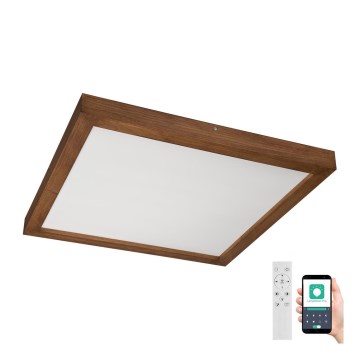 Brilagi - LED Dimmable bathroom ceiling light WOODY FRAME LED/50W/230V oak cherry 60x60 cm 3000-6000K IP44 + remote control
