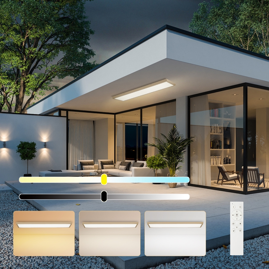 Brilagi - FRAME SMART Dimmable LED Bathroom Ceiling Light LED/50W/230V 120x30 cm 3000-6000K IP44 Beige + Remote Control
