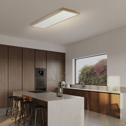 Brilagi - FRAME SMART Dimmable LED Bathroom Ceiling Light LED/50W/230V 120x30 cm 3000-6000K IP44 Beige + Remote Control
