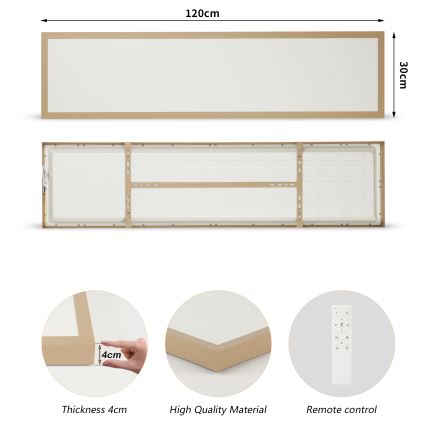 Brilagi - FRAME SMART Dimmable LED Bathroom Ceiling Light LED/50W/230V 120x30 cm 3000-6000K IP44 Beige + Remote Control