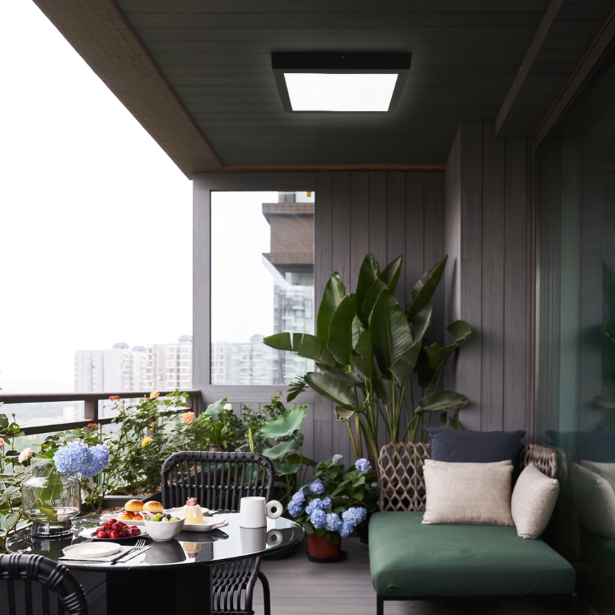 Brilagi - LED Dimmable bathroom ceiling light FRAME SMART LED/24W/230V 30x30 cm 3000-6000K IP44 black + remote control