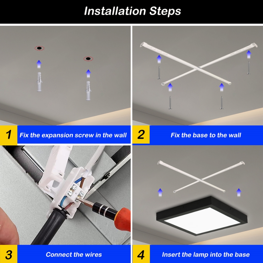 Brilagi - LED Dimmable bathroom ceiling light FRAME SMART LED/24W/230V 30x30 cm 3000-6000K IP44 black + remote control