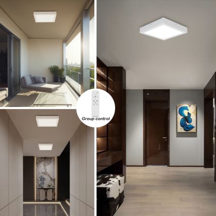 Brilagi - LED Dimmable bathroom ceiling light FRAME SMART LED/24W/230V 30x30 cm 3000-6000K IP44 white + remote control