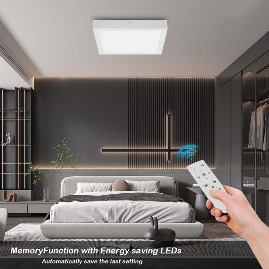 Brilagi - LED Dimmable bathroom ceiling light FRAME SMART LED/24W/230V 30x30 cm 3000-6000K IP44 white + remote control