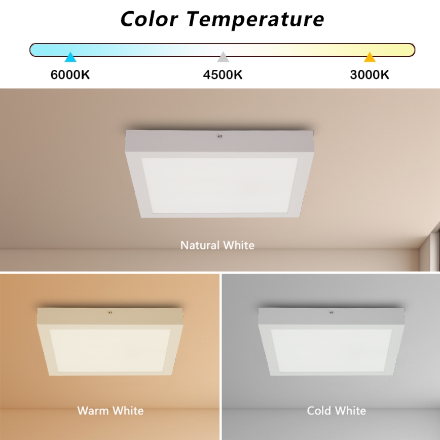 Brilagi - LED Dimmable bathroom ceiling light FRAME SMART LED/24W/230V 30x30 cm 3000-6000K IP44 white + remote control