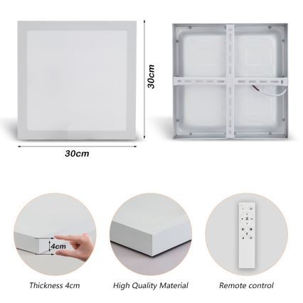Brilagi - LED Dimmable bathroom ceiling light FRAME SMART LED/24W/230V 30x30 cm 3000-6000K IP44 white + remote control