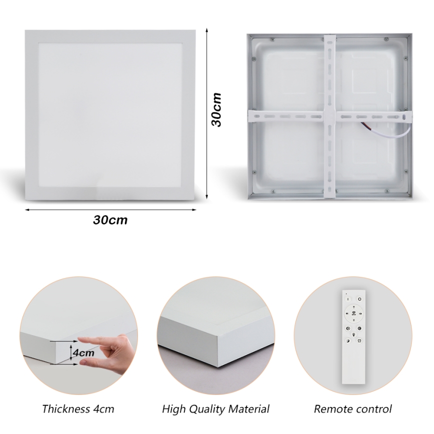 Brilagi - LED Dimmable bathroom ceiling light FRAME SMART LED/24W/230V 30x30 cm 3000-6000K IP44 white + remote control