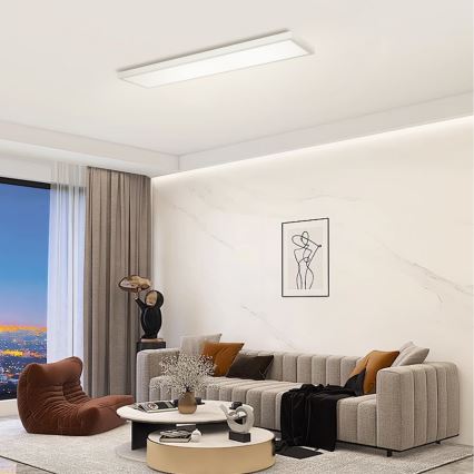 Brilagi - LED Dimmable bathroom ceiling light FRAME SMART LED/50W/230V 120x30 cm 3000-6000K IP44 silver + remote control